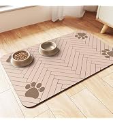 Pet Feeding Mat-Absorbent Pet Placemat for Food and Water Bowl, with Waterproof Rubber Backing, Q...