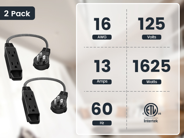 360° Rotating Flat Plug Extension Cord