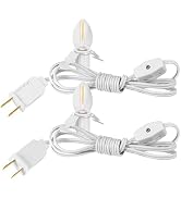 GANGZHIZI 2 Pack Christmas C7 Accessory Cord with Light Bulb, E12 Light Socket Cord with On/Off S...