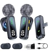 Uewpv Wireless Lavalier Microphone with Magnetic Clip & LED Display, Mini Lapel Mic,Wireless Micr...