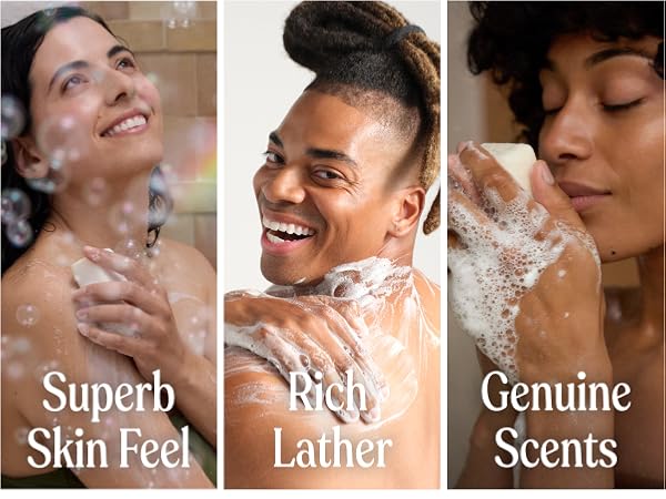 Superb skin feel, rich lather, genuine scents