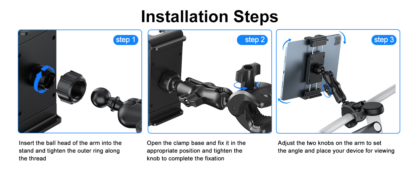 PLDHPRO Tablet Holder for Mic Stand, 360° Swivel iPad Music Stand Mount for Microphone with Clamp