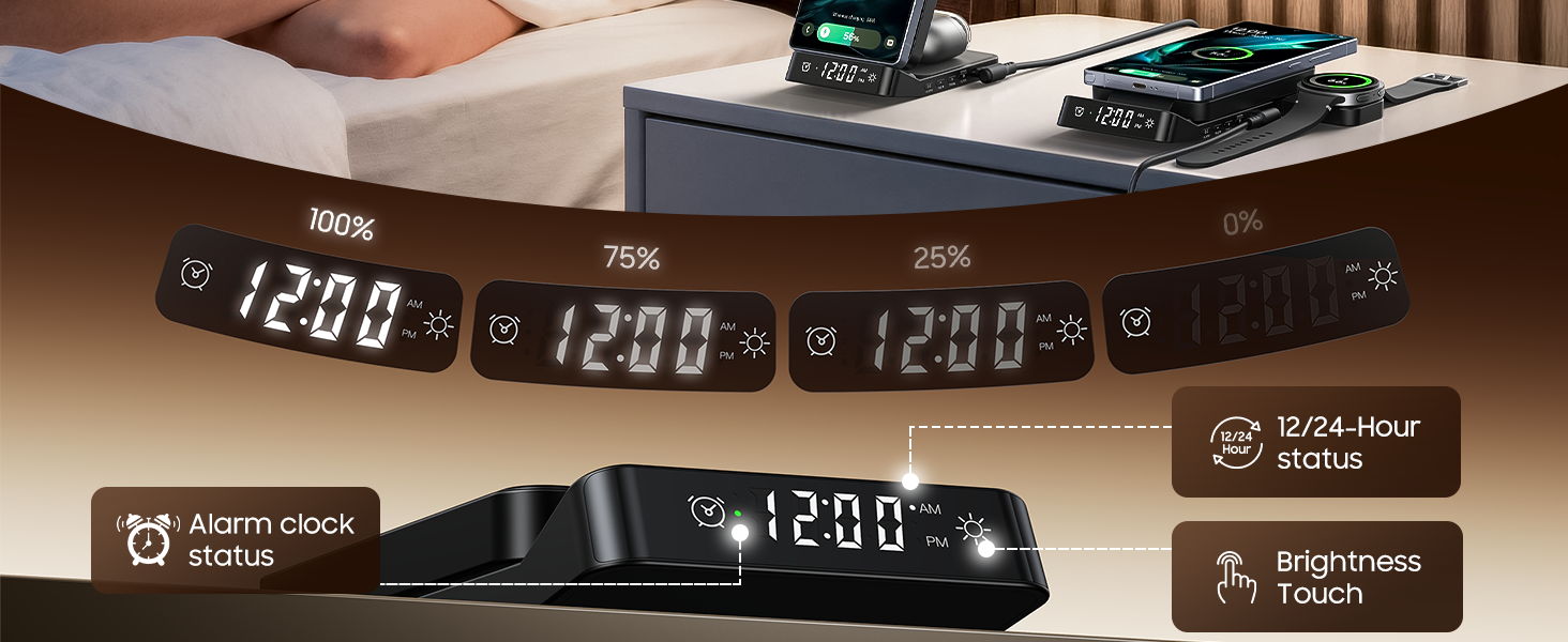 wireless charging station with clock
