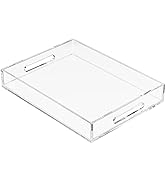KOTEMON Acrylic Serving Tray with Handles-16x12x2.36Inch-Decorative Tray Letter Tray Organizer fo...