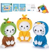 Crochet Kit for Beginners, 3 Pack Duck Cat Crochet Kits with Step-by-Step Video Tutorials, Beginn...