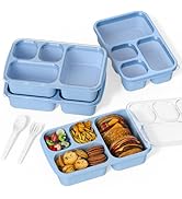 Large Capacity Bento Box for Adults, 4-Piece Set – Stackable Lunch Box with 4 Compartments, Micro...