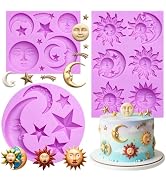 Infovox Sun Moon Star Silicone Molds, Celestial Theme Sun Moon Chocolate Mold for Cake Decorating...