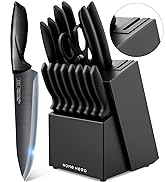 Home Hero Kitchen Knife Set with Sharpener - High Carbon Stainless Steel Knife Block Set