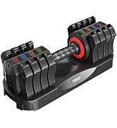 VEICK 25 lbs Adjustable Dumbbell with Anti-Slip Turning Handle, Fast Adjust Weight for Men Women,...