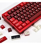 KBDiy Jamon PBT Double Shot Keycap Set,174 Keys Red Custom Key Cap Keycaps 70 Percent Cherry Prof...