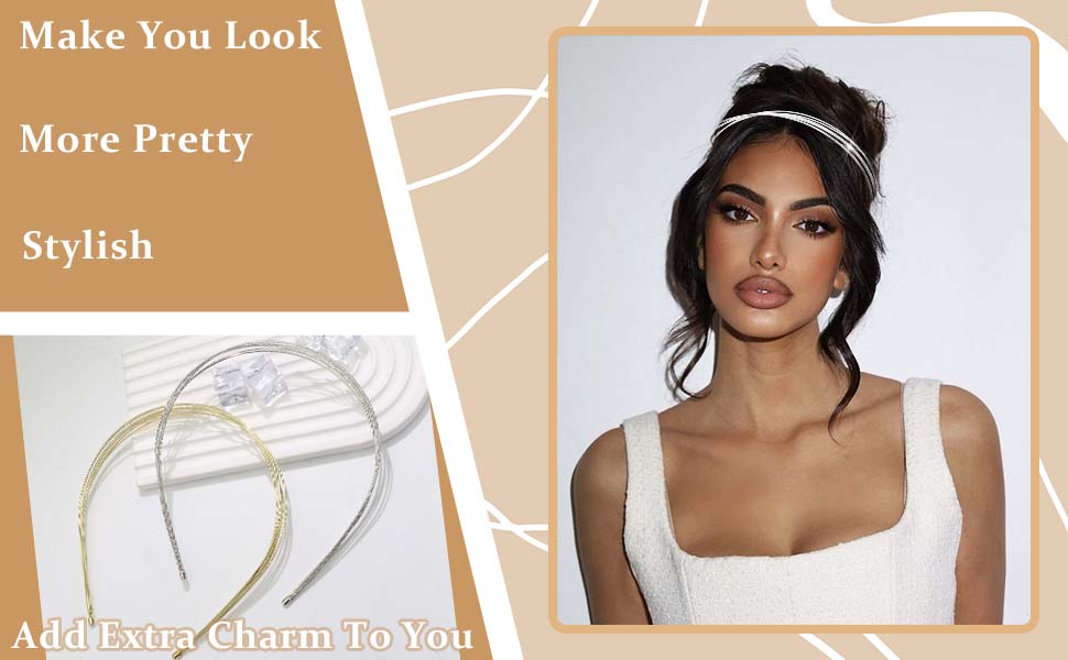 silver headbands multi layers hairbands stylish hair accessories formal bridal row wire headband