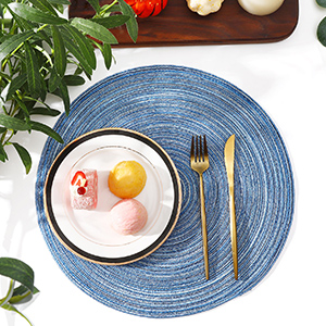 blue round placemats set of 6 blue gray white black