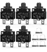 Nilight 5PCS 5 Amps Thermal Circuit Breaker 125/250V AC 65V DC Push Button Manual Reset Thermal O...