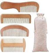 4 Pcs Wooden Comb Set for Women Men - Wide Tooth Wood Comb for Curly Hair, Natural Bamboo Detangl...