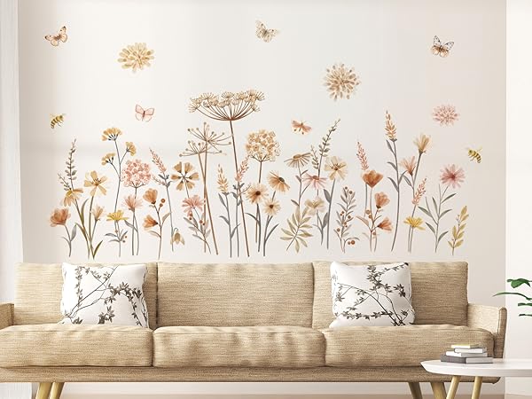 boho wild flower wall decals watercolor flower wall sticker