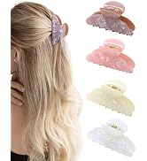 ACECHA 4 Pack Acrylic Hair Claw Clips for Women, 3.1" Shiny Nonslip Hair Grip Hairclips for Thin ...