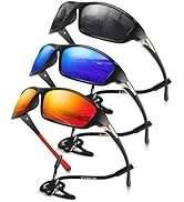 Foliful 3 Pack Polarized Sports Sunglasses for Men, Mens Sunglasses Wrap Around UV Protection for...