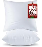 Beddora Throw Pillows (Pack of 2, White), 18 x 18 Inches Pillow Inserts for Sofa, Bed and Couch D...