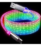 ULIKTO 6.6ft/2m Type C Cable Nylon Braid Led Light Up Charger Cord 66W 5A QC3.0 Visible RGB Color...