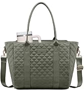 LOVEVOOK Laptop Bag for Women,Work Bag Teacher Tote Bag With Large Cup Holder, Quilted Crossbody ...