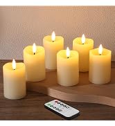Girimax Ivory Flameless Votive Candles with Remote Batteries, Small 2x3 inch LED Wax Pillar Candl...