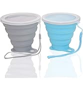 Nanaborn Silicone Collapsible Cups for Camping Travel, Small Portable Drinking Cup with Lids Reus...