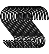 12 Pack S Hooks Heavy Duty, 4 Inch Large Vinyl Coated S Hooks for Hanging Plants,Black Rubber Coa...