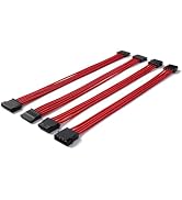 Formulamod SATA + Molex Power Extension Cable Kit, Male to Female 11.8 Inch Extender Sleeve Power...