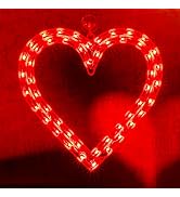 LAMPHOME 50L 13" Lighted Red Heart Valentine's Day Window Silhouette Decoration