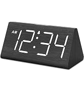 DreamSky Wooden Digital Alarm Clock for Bedroom Living Room, Large Numbers | Electric Desk Clock ...
