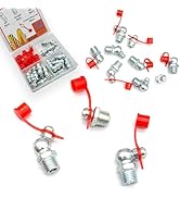 18Pcs 3/8"-24 Straight 45 90 Degree Grease Fitting Assortment Kit with Grease Zerk Fittings Caps,...