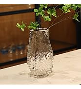 SHMILMH Clear Glass Flower Vase 10" Table Vase Unique Modern Glacier Ribbed Vase for Wedding Cent...