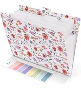 SKYDUE Accordion File Organizer, Floral Expanding File Folders with 5 Pockets, Cute Document Orga...