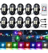 Wireless LED Lights for Car, 10 Pack Remote Control Strobe Lights, 8 Colors 10 Flash Modes, USB-C...