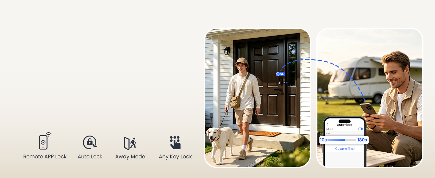 wifi smart lock support auto-lock for daily routine or manual lock options