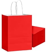 Bakepacker 24Pcs Paper Gift Bag with Handles Bulk Red Paper Bags Multiple Uses (8.3"x6"x3.15", Sm...