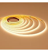 TOPAI 12V COB LED Strip 3000K Warm White Narrow 5mm Width Thin 16.4ft LED Tape Light CRI 90+ Dotl...