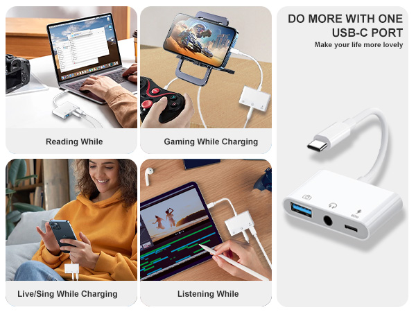 aux to USB C to 3.5mm audio adapter USB C to USB adapter USB OTG adapter USB C to headphone jack