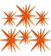 PartyWoo Orange Star Balloons 6 pcs, One-Piece 14-Pointed Starburst Balloons, 27 & 22 inch Star E...
