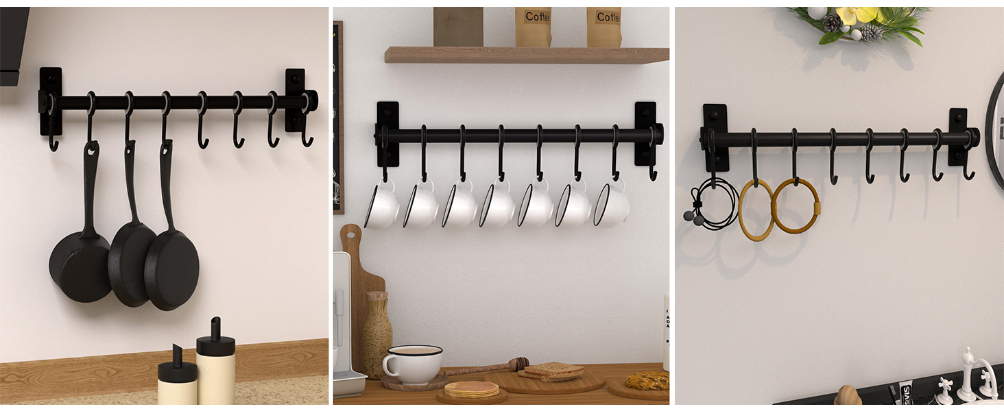 Dseap kitchen utensil rack is perfect for hanging cups, pot, pans and kitchen utensil