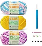SIXLAMB 3 * 50g/1.76oz Yarn for Crocheting and Knitting, 3 * 60yds Beginner Yarn with Easy-to-See...