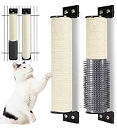 Apatal Cat Scratching Post Wall Mounted 2 Pack Cage Mount Cat Scratcher 2-in-1 Natural Sisal Kitt...
