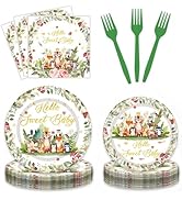 Woodland Baby Shower Decorations - 96PCS Woodland Animals Baby Shower Plates and Napkins Party Su...