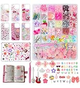 Drnytunk 2280Pcs Junk Case Charms Kit,Y2K Nail Phone Cases Charms Bow Flower Letter Resin Accesso...