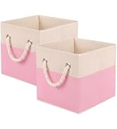 ShellKingdom Storage Bins, Fabric Storage Cube with Cotton Rope Handle | Foldable Storage Boxes, ...