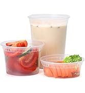 Glotoch 48 Pack (Mixed) 8 oz, 16 oz. and 32 oz. Plastic Food and Drink Storage Containers Set wit...