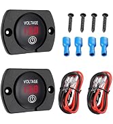 SUMKLIN 2PCS Red Light Battery Voltage Gauge DC 12V 24V Digital Display Voltage Meter Waterproof ...