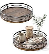 LAMU 2 Pack 9'' 10'' Lazy Susan Turntable Organizer for Cabinet, Round Wood Lazy Susan for Table ...