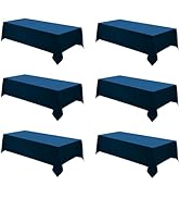 Aocoz Rectangle Tablecloths 90x132 Inch 6 Pack Navy Blue Tablecloth Washable Decorative Linen Pol...