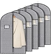Syeeiex 40" Suit Bag, Set of 5 Garment Bags for Hanging Clothes, Suit Bags for Closet Storage, Ga...